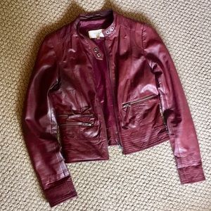 Buttery Soft Burgundy Leather Moto Jacket